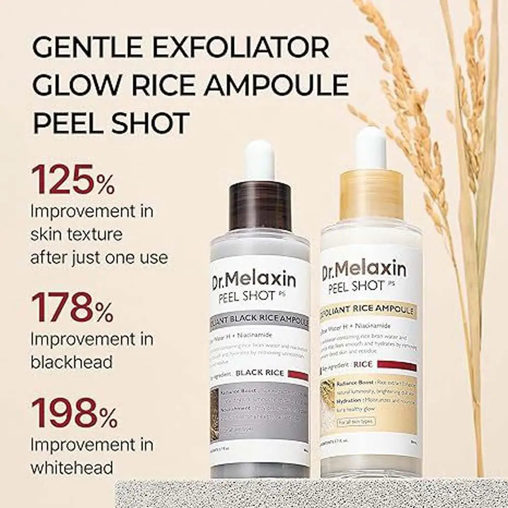 Dr. Melaxin Peel Shot White and Black Rice Exfoliating Essence Moisturizing Gentle Exfoliation Soften Serum Korean Skin Care